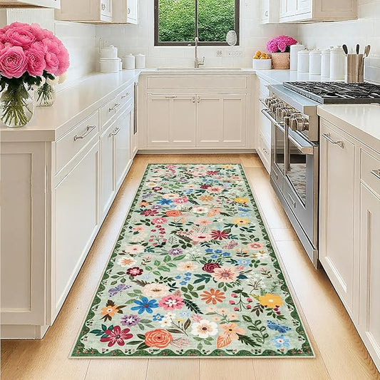 Runner Rug for Entryway: 2.6x8 Kitchen Rugs Non Slip Washable Ultra-Thin Soft by PLHXFRSoftAreaRugs