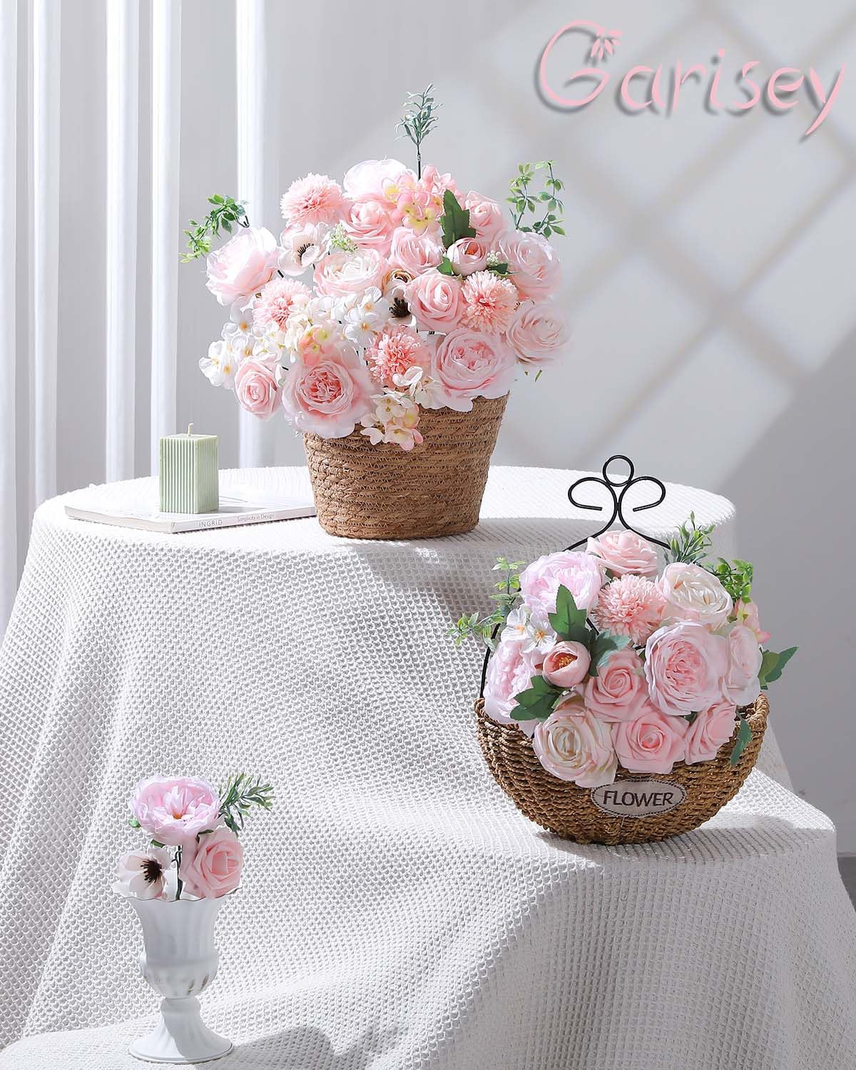 Artificial Flowers Combo for DIY Wedding Bouquets Combo Centerpieces Arrangements Party Bridal Baby Shower Home Decorations-Blush Pink