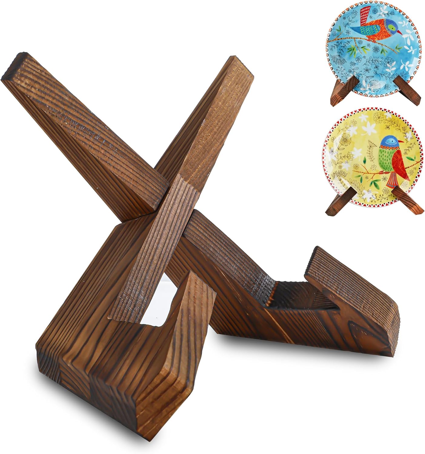 ZEERSHEE Plate Stand for Display - 6.9 Inch Plate Holder Display Stand, Wooden Picture Frame Holder, Decorative Table Top Easels（Pack of 2）