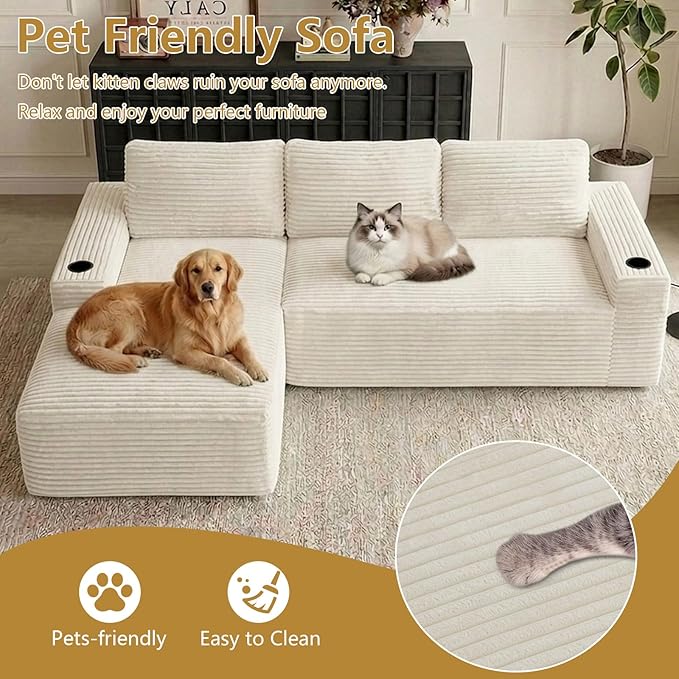 104" Cloud Sectional Couch L-Shaped - Image 6