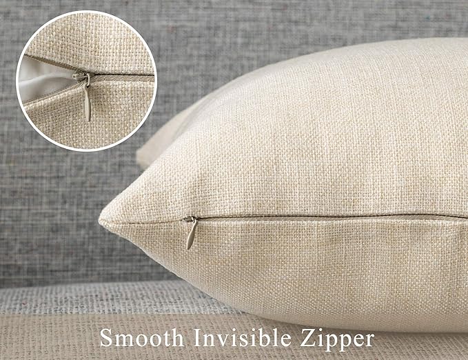 Stellhome Rectangle Burlap Throw Pillow Covers Solid Farmhouse Linen Pillowcase - Image 4