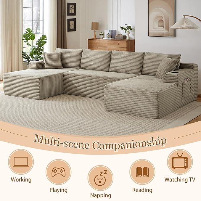 125" Modular Sectional Sleeper Sofa, Boneless Cloud Couch - Image 7