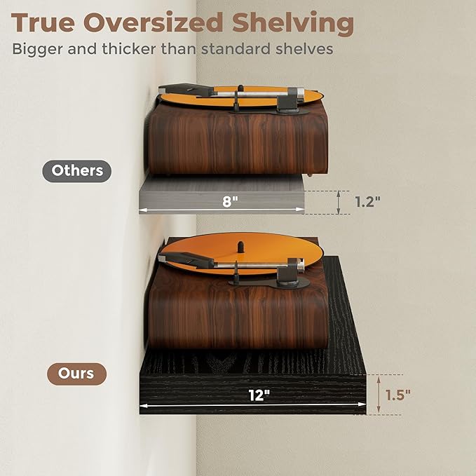 12 inch Deep Floating Shelves for Wall, 55 inch Wide Engineered Wood Wall - Image 5