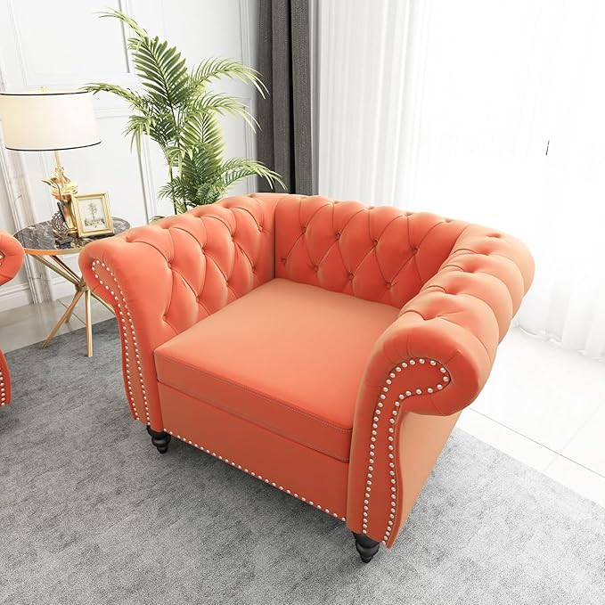 Mid-Century Sofa Chair, Velvet Accent Chair - Image 9