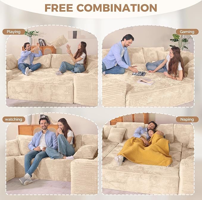 Luxanimarion 136'' Large Sectional Cloud Couches - Image 4