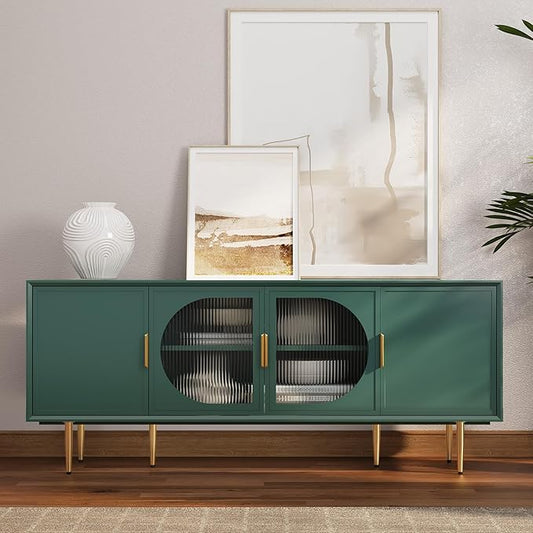 ARTPOWER TV Stand with Storage, Under TV Cabinet with Glass Door, TV Console by PowerofArtBetterforLife