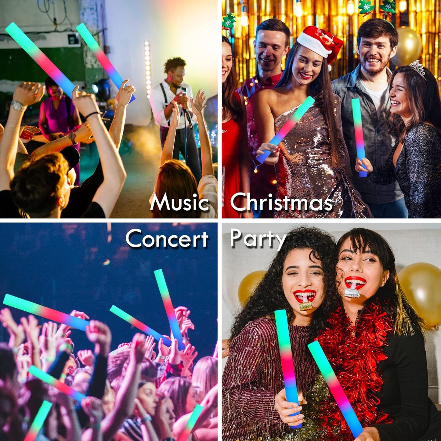 15 Pcs Foam Glow Sticks Bulk, LED Light Up Foam Sticks, Glow in the Dark Party Supplies for Adults, 3 Flash Modes, for Wedding Halloween Birthday Christmas Rave Party Favors