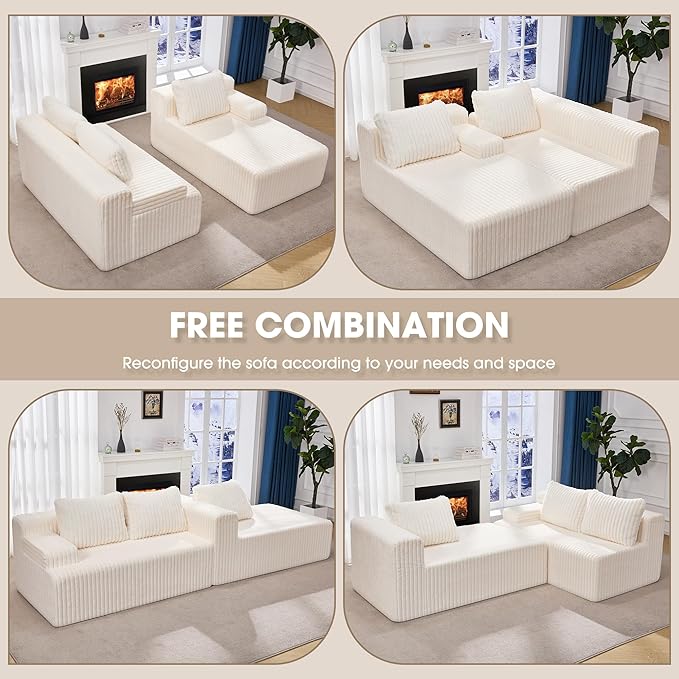 Hobestluk Modular Sectional Sofa Couches L-Shape Couch 3 Seat Modular Sofa - Image 8