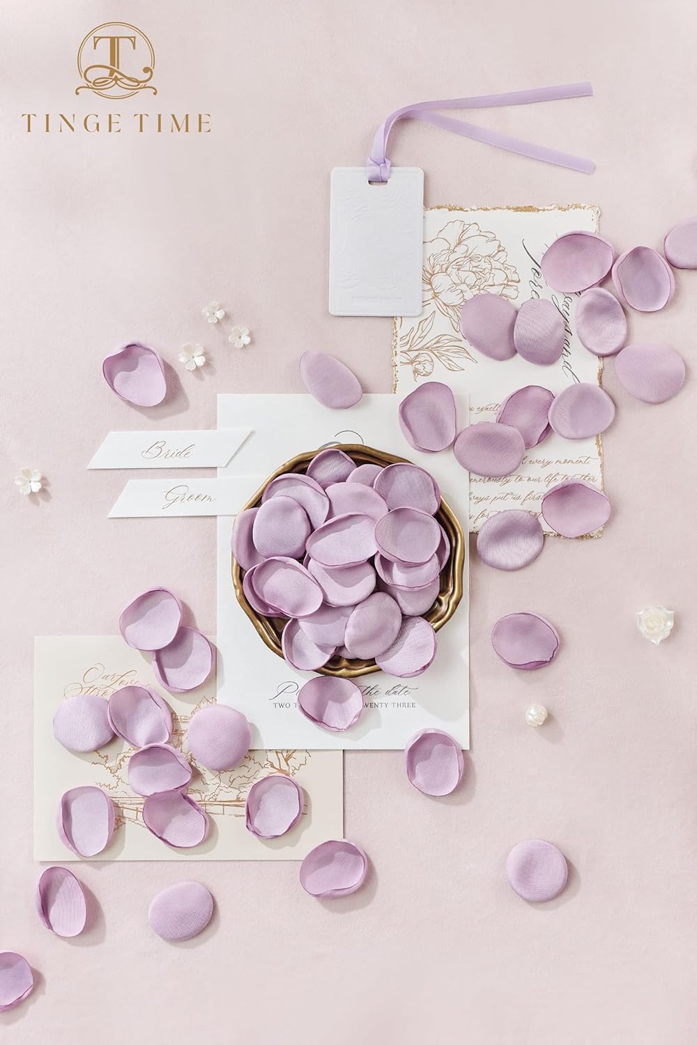 TINGE TIME 200pcs Silk Flower Petals for Wedding, Rose Petals for Decoration, Fake Flower Petals for Bridal Showers, Flower Girl Petals for Anniversaries and Parties (Lavender)