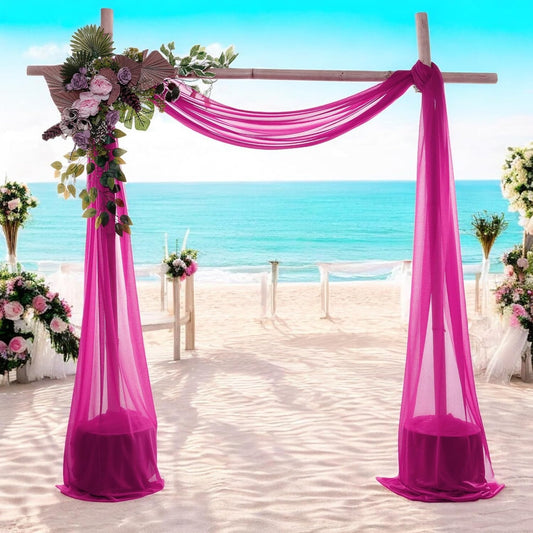 MDS Halloween Chiffon Draping Fabric - 1 Panel, 30" Wide x 75ft Long - Sheer Spooky Arbor & Canopy Drapery for Haunted House Backdrops, Party Ceilings, DIY Costumes & Themed Events - Magenta