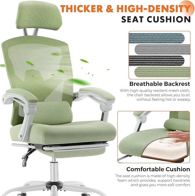 Sweetcrispy Office Computer Desk Chair, Ergonomic High-Back Mesh Rolling Work - Image 3