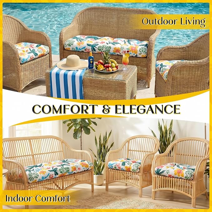 1 MIDDLE ONE Wicker Chair Cushions 3 Pieces Set - Image 6
