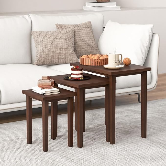 Giantex Nesting Tables Set of 3, Farmhouse Stacking Side Table - Image 2