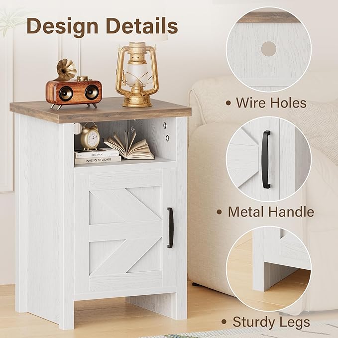JUMMICO Farmhouse Nightstand, Modern Bedside Table - Image 3