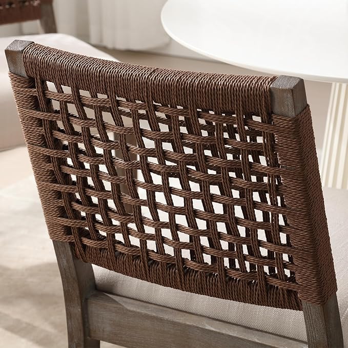 LZAREAL Farmhouse Dining Chairs Set of 6 Linen Fabric Upholstered Accent Side - Image 6