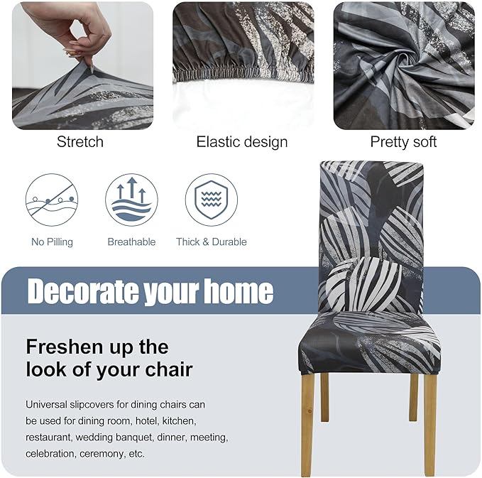 BIETYONE Stretch Dining Chair Covers Set of 2, Soft Removable Washable Kitchen - Image 3