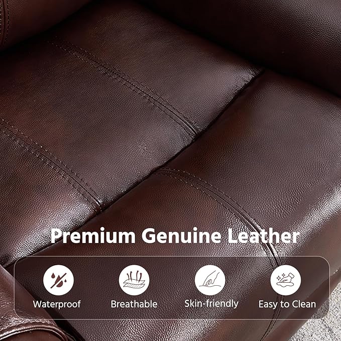 ANJ Geniune Leather Manual Loveseat Recliner Sofa Set of 2 - Image 3