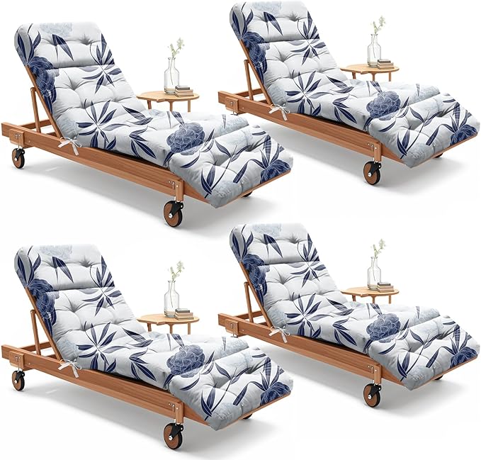 4 Pack Outdoor Chaise Lounge Chair Cushion 75.1 x 22.8 x 4.7 Inches 100% by Uthem