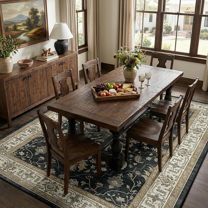RELEANY Area Rugs 8'x10' Washable Non-Slip, Floral Vintage Distress Print - Image 3