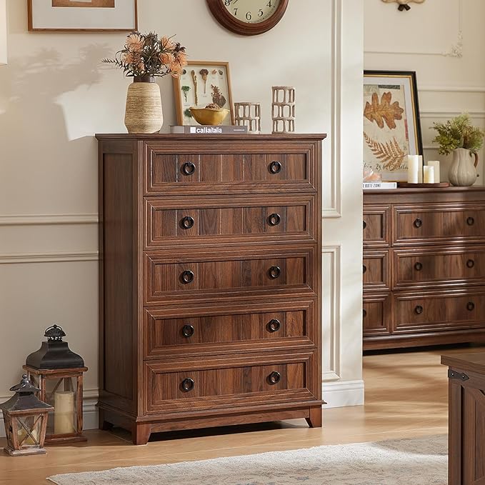Joaxswe Farmhouse 5 Drawer Dresser - Image 10