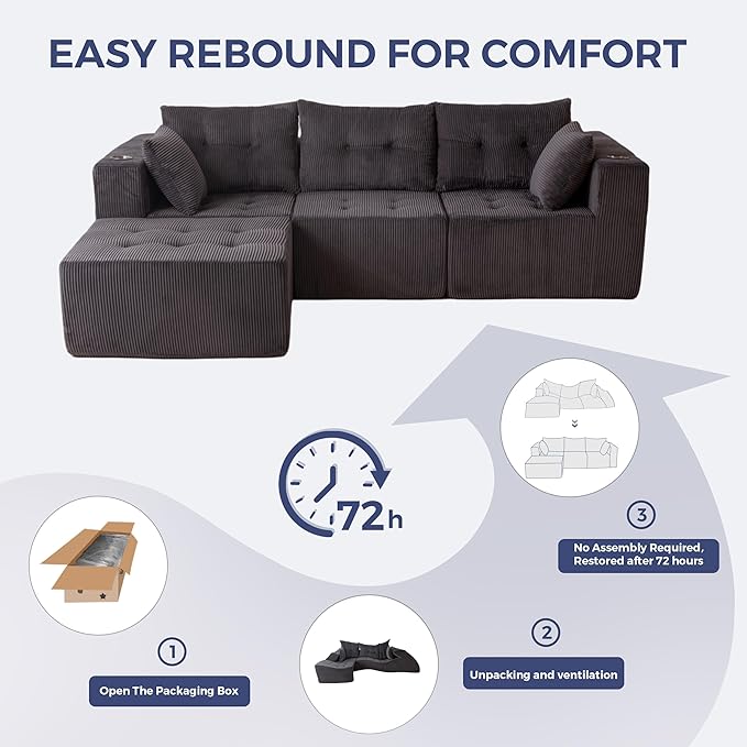 MAXYOYO Modular Sectional Sofa Couch, L Shaped Modern Cloud Couch - Image 8