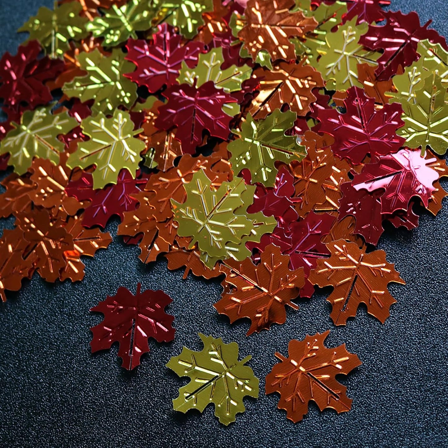 Maple Leaves Confetti,168pcs Fall Leaves Party Table Decorations Scatter Foil Confetti for Autumn Harvest Thanksgiving Wedding Throwing Table Decoration Glitter Party Supplies (orange 2)