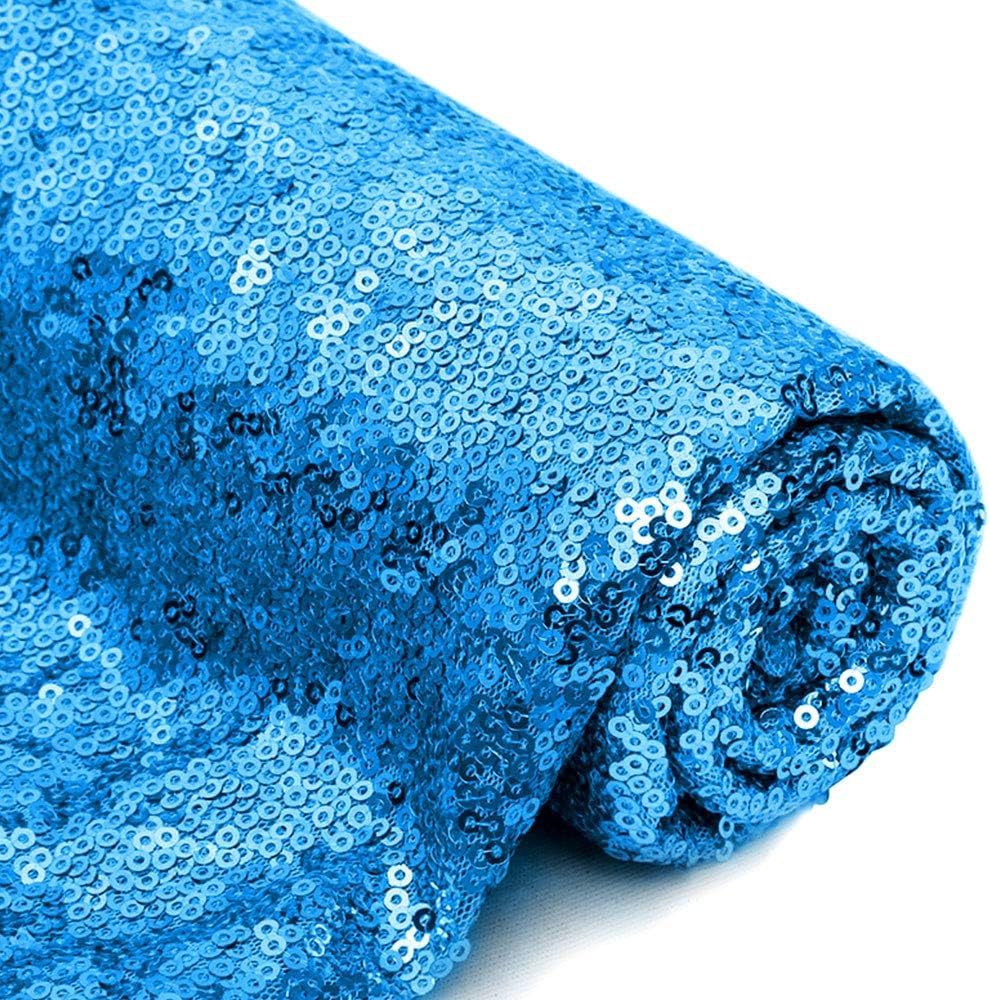 QueenDream Sparkly Sequin Tablecloth - Aqua Blue Table Cloth 50x80 Inches Rectangle Table Overlay Fabric for Birthday Parties Baby Shower Decoration