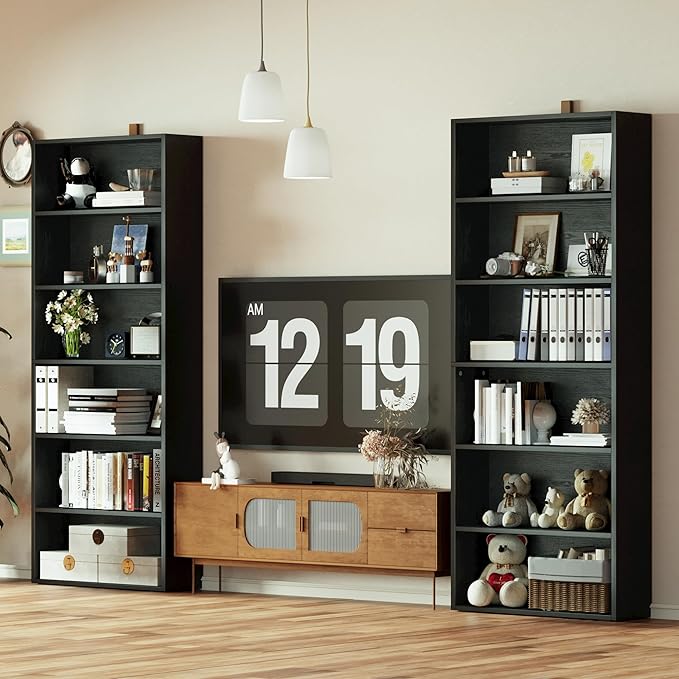 IRONCK Bookshelves and Bookcases Set of 2 Floor Standing 6 Tiers Display - Image 4