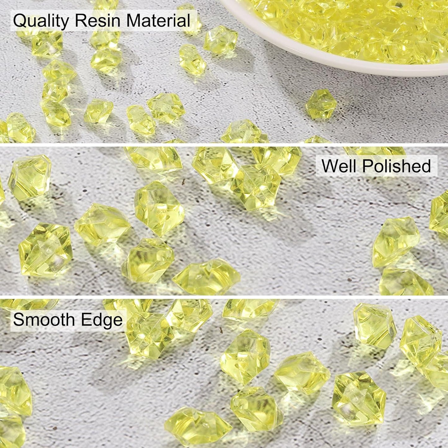 uxcell 1000pcs Fake Ice Rocks, Dazzling Clear Resin Crushed Ice Sparkling Fake Diamonds Gem Stones for Vases Fillers Table Scatter, Theme Party Favors, Gold