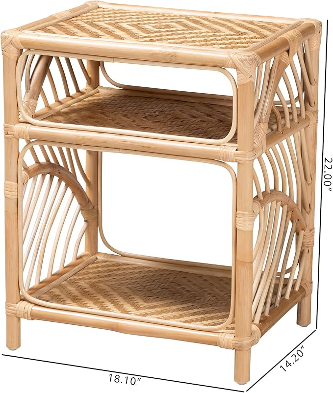bali & pari Baara Modern Bohemian Natural Rattan Nightstand - Image 3