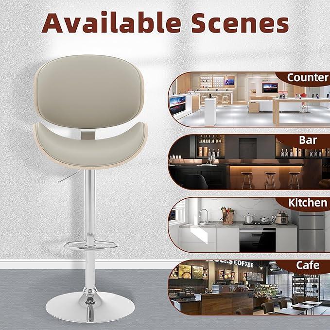 civama Bar Stools Set of 6 for Kitchen Counter, Adjustable Bar Height Chairs - Image 8