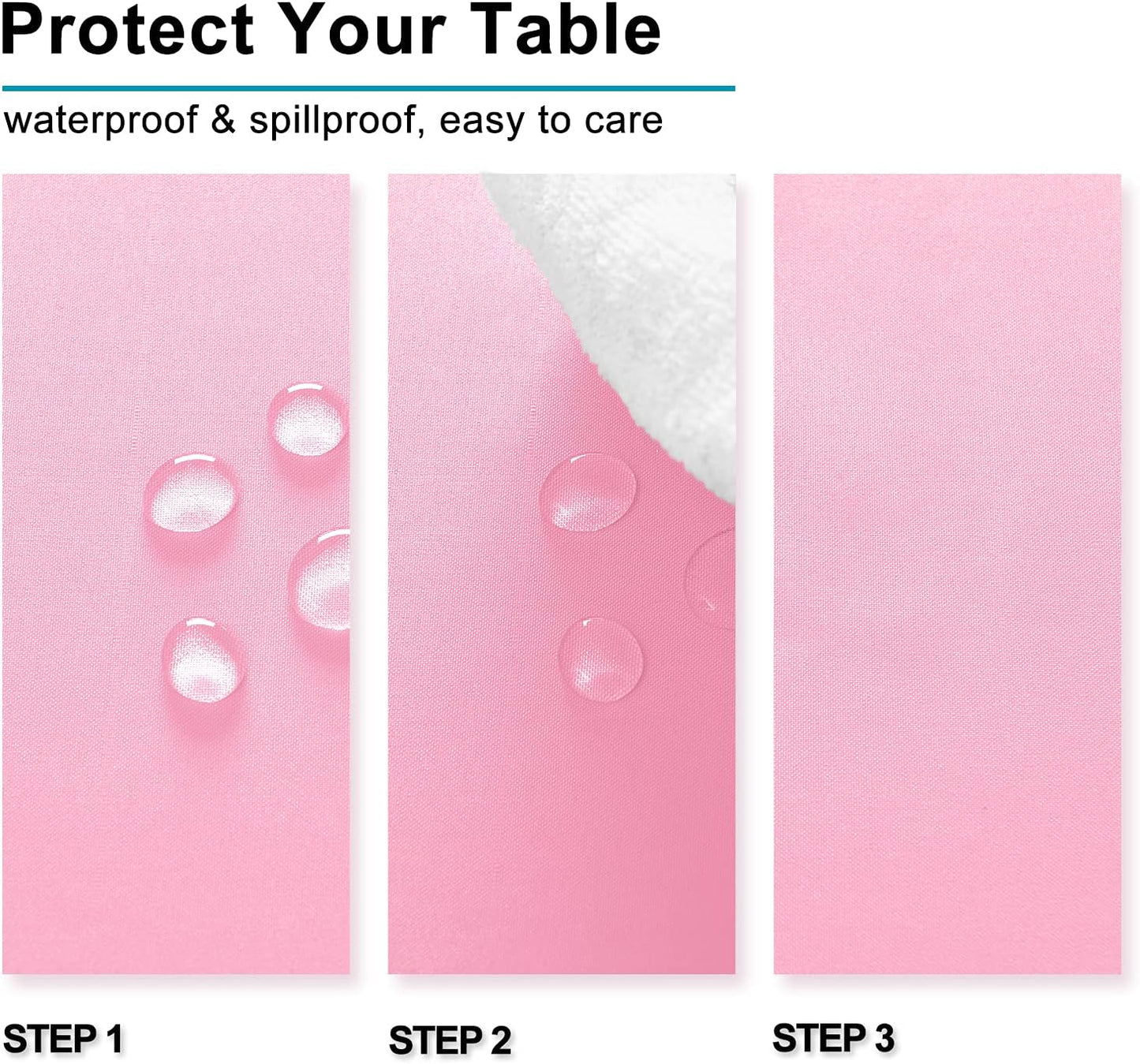 Hiasan Pink Tablecloth for Rectangle Tables - Waterproof and Spillproof Washable Fabric Table Cloth for Dining Room Kitchen Party, 60 x 120 Inch
