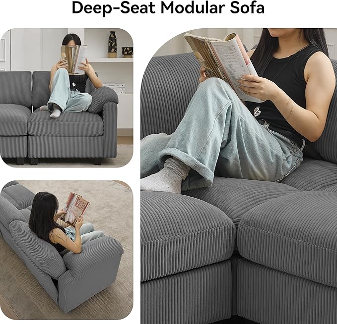 61'' Modular Loveseat Sofa, Extra Deep Seat Cloud Couch - Image 6