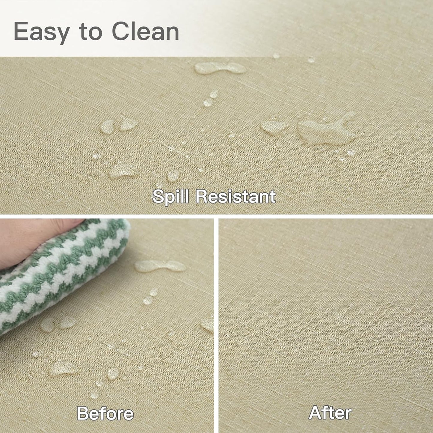 maxmill Rectangle Linen Texture Tablecloth Stain Proof Waterproof Wrinkle Free Washable Dining Table Cloth Wipeable Fabric Table Cover for Dining Room Farmhouse Tablecloths, 60 x 120 Inch, Beige