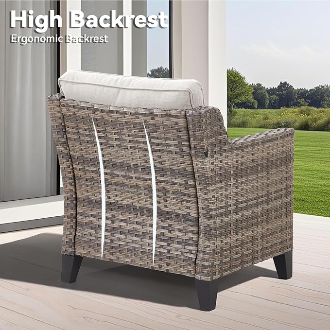 3 Pieces Patio Furniture Sets-Outdoor PE Rattan Wicker Chairs - Image 6