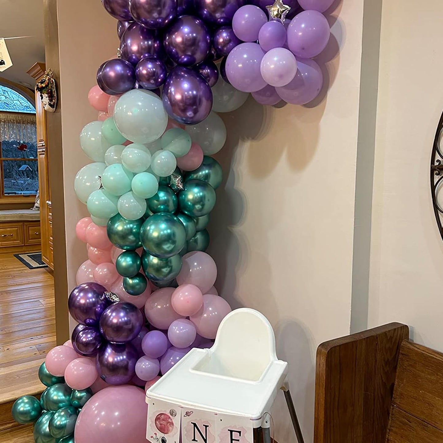 Togvu Mermaid Party Balloon Set, 60 Packs 12 Inches Metallic Purple Pink Green Blue Latex Balloons for Girls Birthday Decoration, Baby Shower, Birthday, Under The Sea Decorations QQ-5023