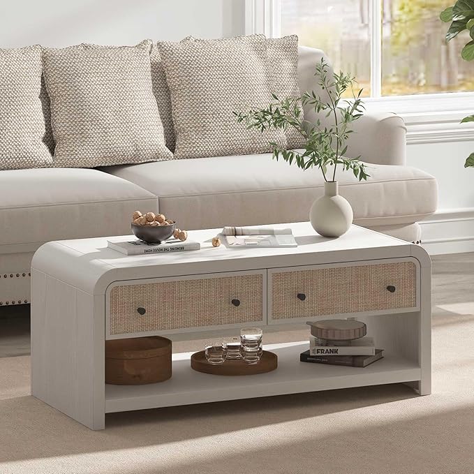 Oak&Sparrow 48'' Boho Coffee Table, Thickened Arc-Shaped Coffee Table - Image 2