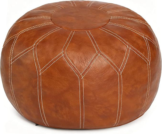 Thgonwid Unstuffed Moroccan Faux Leather Pouf Ottoman by Thgonwid