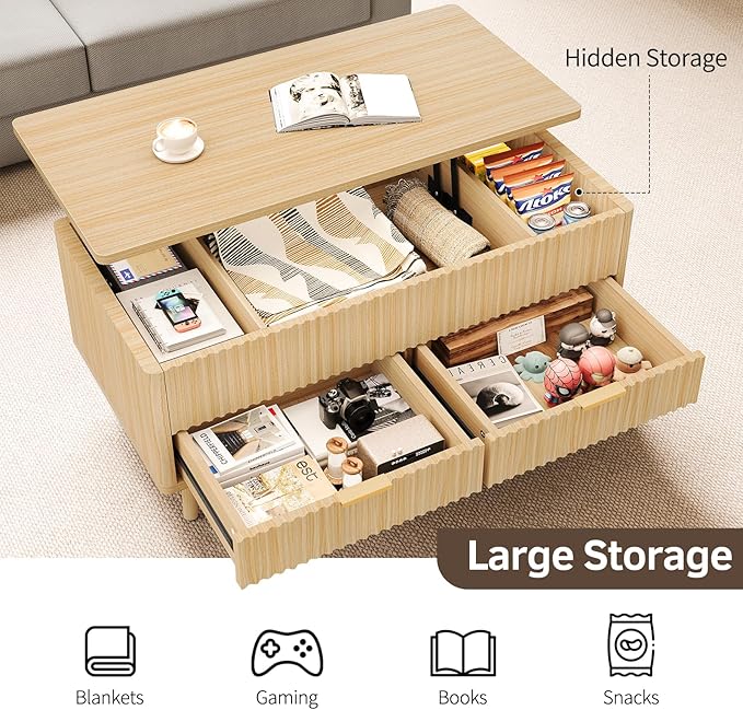 Lift Top Coffee Table with Storage - Image 3