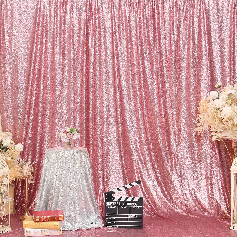 Eternal Beauty Fuchsia Pink Sequin Backdrop, 8x8 Ft Glitter Background Curtains for Shimmer Photography Party Wedding Birthday Back Drop Decor