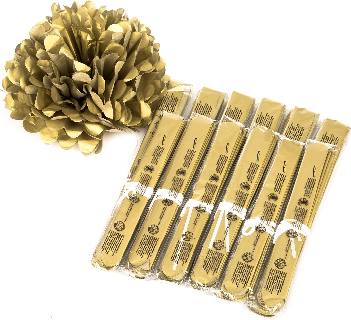 MOWO Gold Tissue Paper Flower Party Favor 12pc