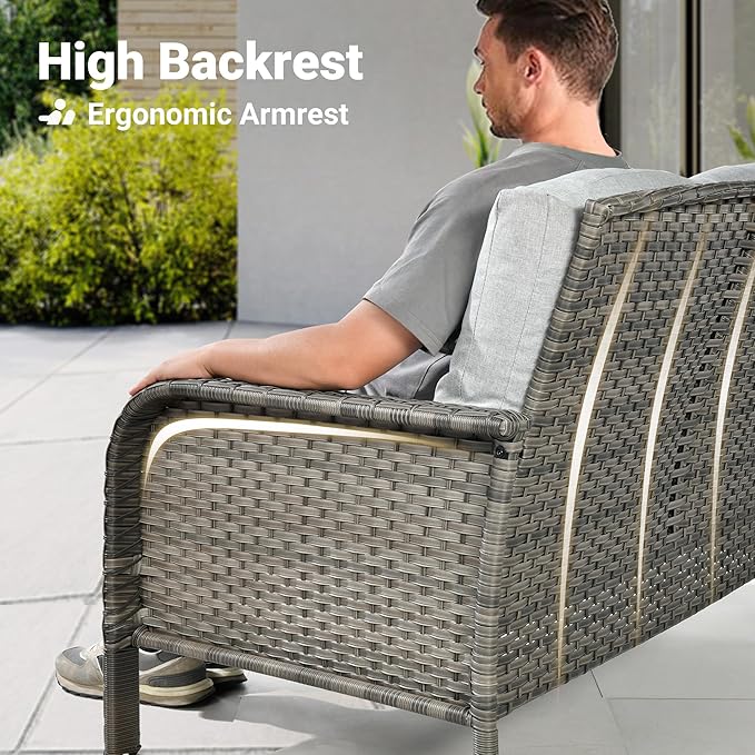 ovios 2-Piece Patio Furniture Set, Outdoor Wicker Sofa - Image 2