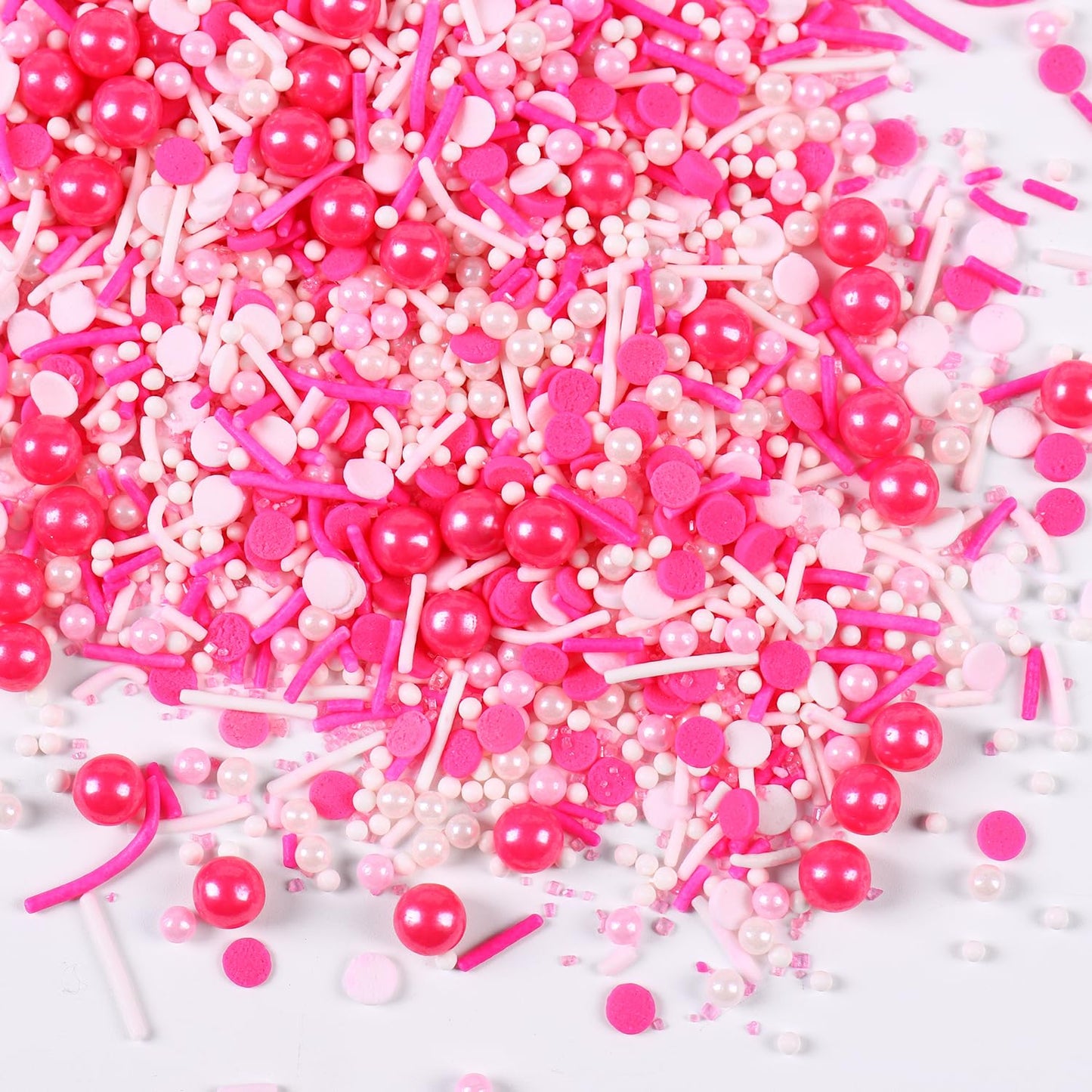 Edible Pink Sprinkles for Cake Decorating, Pink Confetti Sprinkles, Pink Jimmy Sprinkle Mix, Perfect for Baking, Cake, Cupcakes, Macaron, Ice Cream, and Cookies(120g/4.23oz)