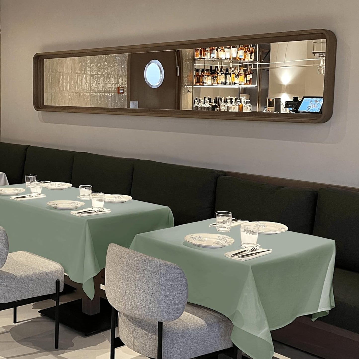 sancua Square Tablecloths 54x54 Inch, 2 Pack - Sage Green Fabric Table Cloth for Square or Round Tables, Washable Polyester Table Cover for Dinner, Holiday Party, Decorative Display Tables