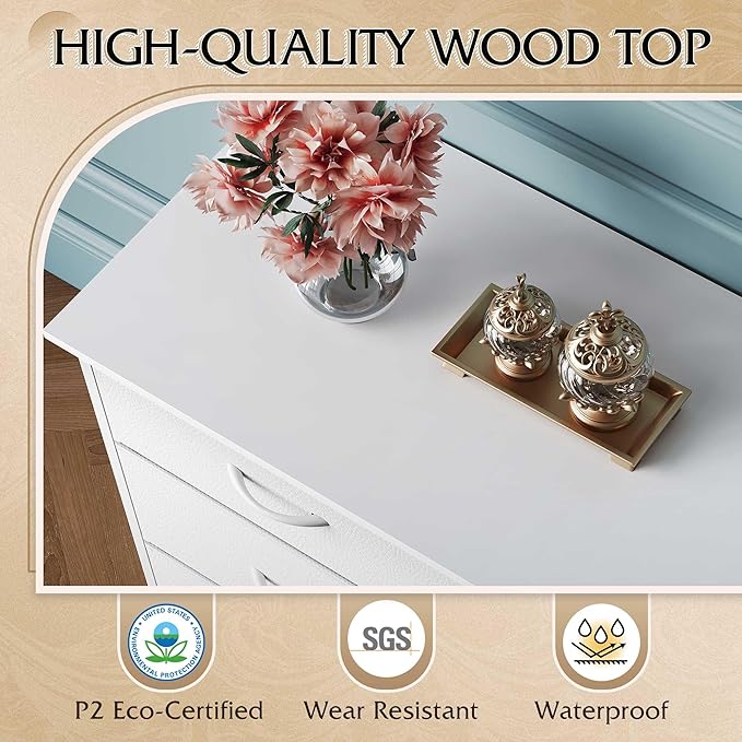 WLIVE 75.5'' White Dresser for Bedroom, TV Stand for 85, 65 Inch TV, 12 Drawer - Image 8