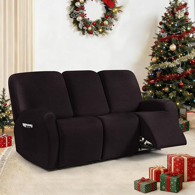 ANARACHON Leather Look Recliner Couch Cover, 8-Pieces Stretch Recliner Sofa - Image 2