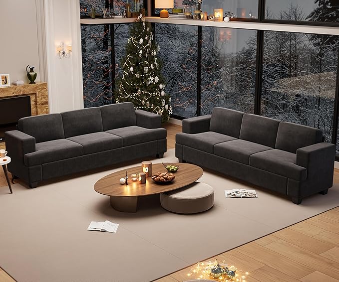 YOUDENOVA 2 Piece Set Comfy Sofa Couch, 2 3-Seater Sofa by YOUDENOVA