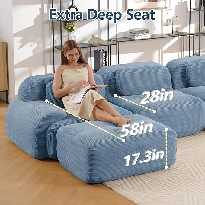 Boneless Sectional Couch, No Assembly Required, 152.7” Modular Cloud Sofa - Image 5