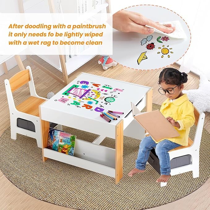 Asweets Kids Table and Chair Set, 4 in 1 Toddler Desk - Image 7