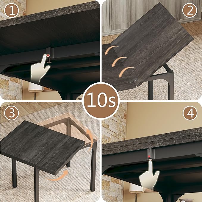 HUAHUU Dining Table Set for 4, Extendable Kitchen Table Cushion Chairs Set of 4 - Image 8